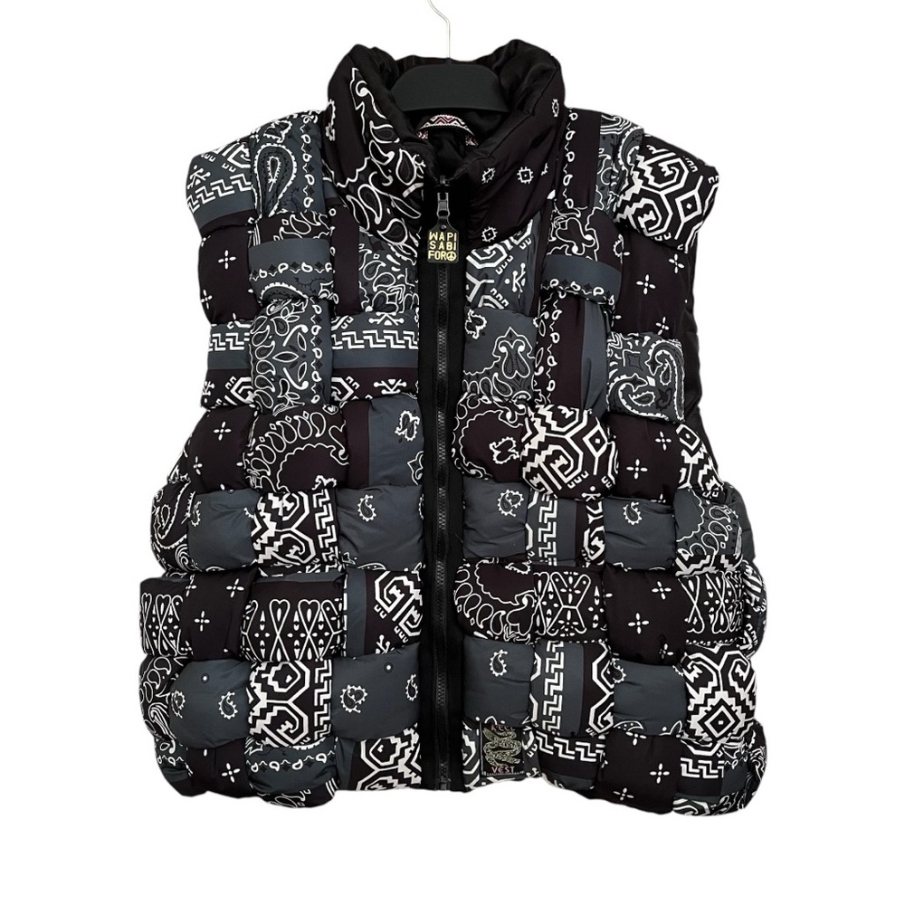 Kapital Bandana Paisley Print Reversible Nylon Keel Weaving Puffer Vest Size 1 - Picture 4 of 14